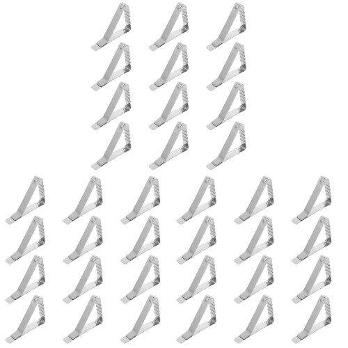 36Pièces Pinces Fixation Nappes Table Argent Acier Inoxydable Robustes 1