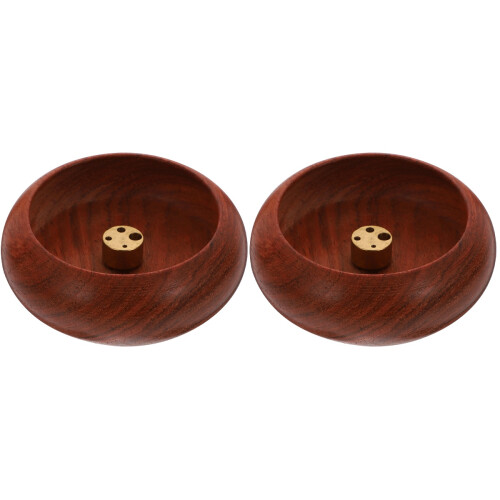2 Pcs Rosewood Bowl Type Mini Incense Holder Multi Hole Censer 2