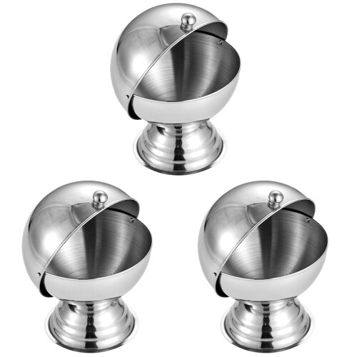 3Pièces Boîtes Condiments Inoxidé Design Argent Cuisine 1