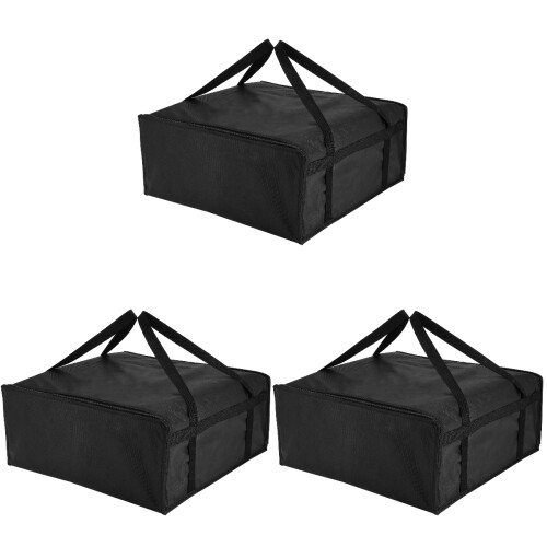 3Pièces Sac Thermique Isolé Pour Pizza, Renforcée, Noir 1