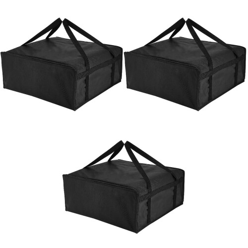 3Pièces Sac Thermique Isolé Pour Pizza, Renforcée, Noir 2