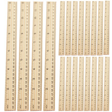 40Pcs Wooden Rulers Khaki Multi-Function Wood Straight Rulers for Math
