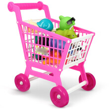 2Pcs Pink Toy Supermarket Cart for Kids Exercise Hands-on Skills