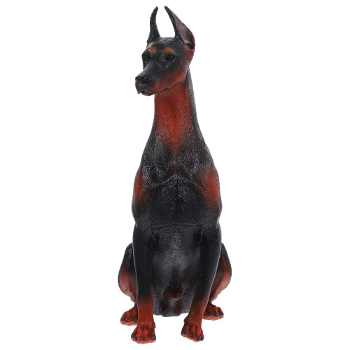3Pcs Black Plastic Simulation Doberman Dog Figurines for Kids Decor