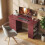 Homcom HOMCOM 120cm PC Table Workstation Computer Desk w/ Drawers, 3 Shelves Walnut 1