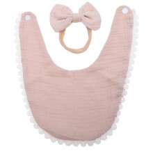 1Set Khaki Baby Speekseldoek Van Katoen Met Absorptie En Haarband