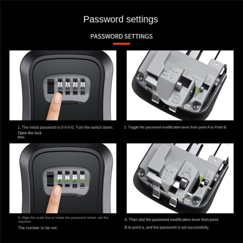 Outdoor Password Key Boxs Extended Locking Hook Steel Wire Hanging Key Storage Waterproof Key 4 Digit Code Box Black 2