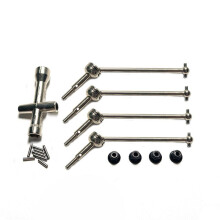 4 Stuks Metalen Aandrijfas en Wielmoer voor 144001 144010 124007 124016 124019 124018 RC Auto Upgrade-Onderdelen, Zilver