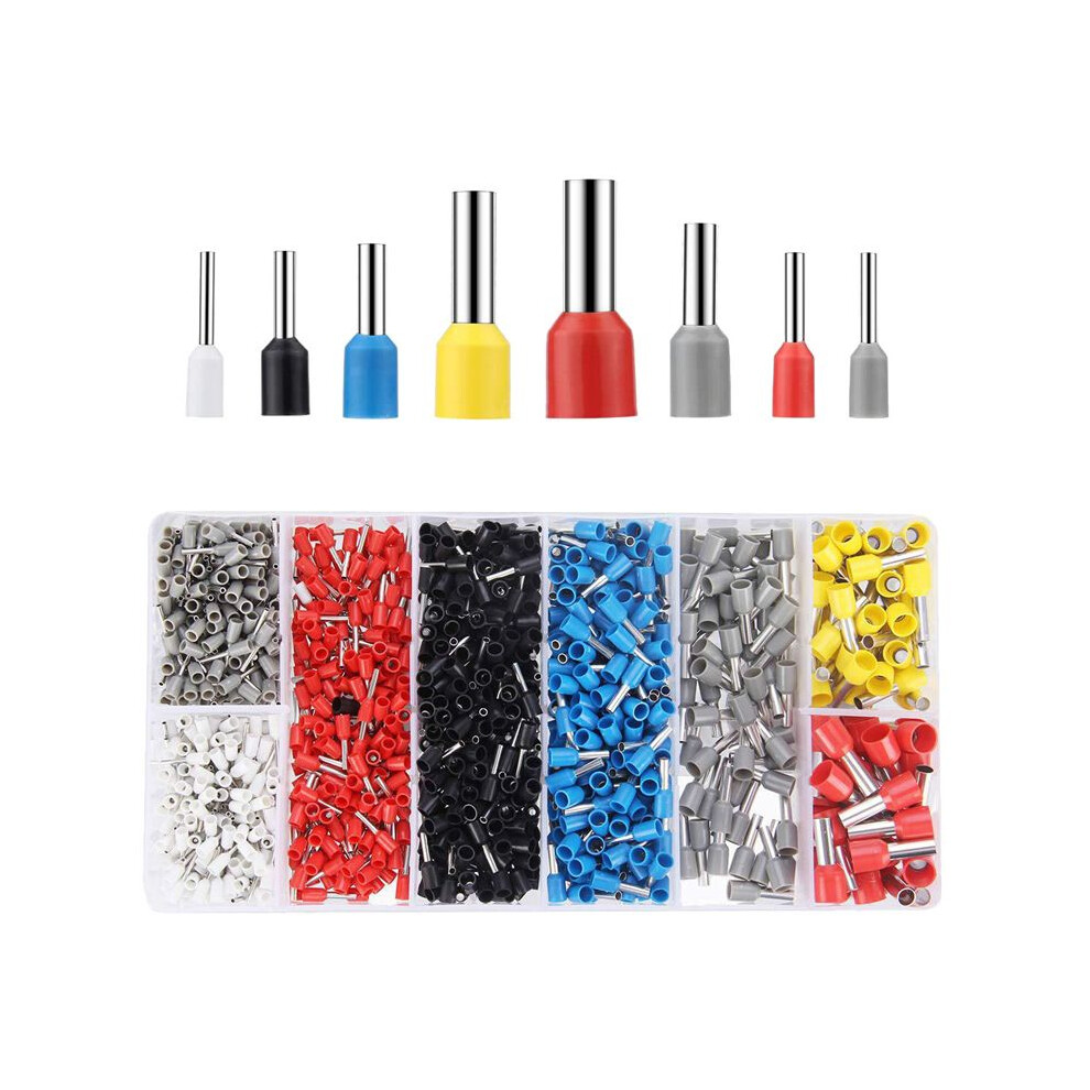 Wire Ferrules Connector Terminals Kit 1200Pcs Assortment Ferrule Wire Connector Kit Insulated Cord Pin End 4713908261195