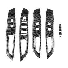 Car Carbon Fiber Window Glass Lift Button Cover Trim Door Armrest Panel for Tucson 2022 2023 US Version