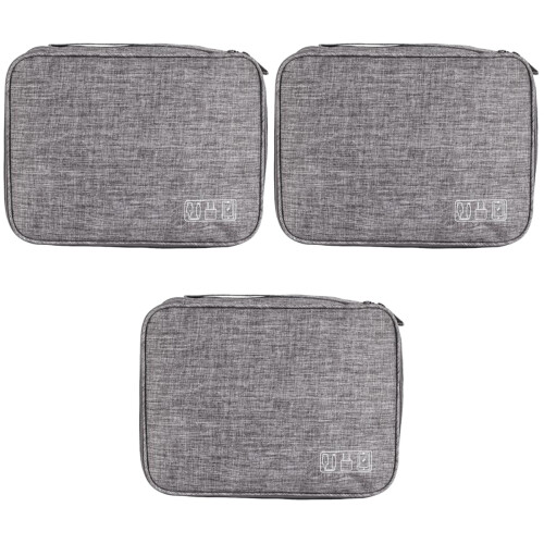 3Pcs Light Grey Digital Bag for Tools Durable Easy-Clean Storage Pouch 2