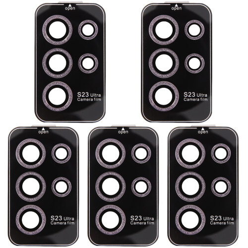 5Pcs Shiny Black Camera Lens Protector Tempered Glass Protective Cover 2