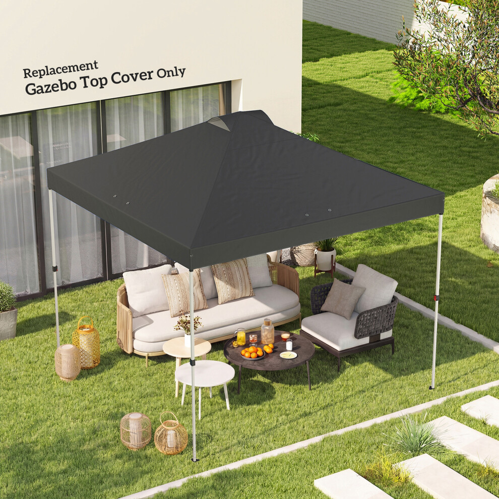 Outsunny Gazebo Roof Replacement Uv50+ Waterproof 3X3(M) Dark/Grey