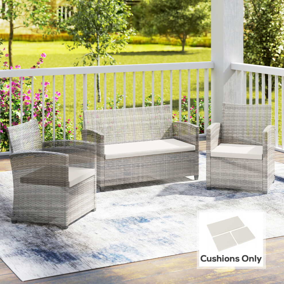 New Outsunny 3Pcs Rattan Garden Seat Cushions Pads For Patio Furniture Cream