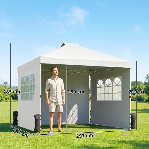 Outsunny Outsunny Pop Up Gazebo Waterproof Height Adjustable 3 x 3 (m) White 2