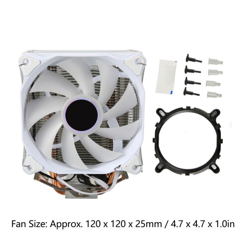 Argb Dissipatore per CPU con 4 Radiatori in Rame, 120mm, Bianco 1