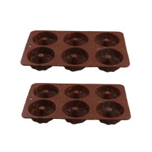 2 Stück -Kuchenformen, Geriffelte Röhrenkuchenformen mit 6 Mulden, Antihaftbeschichtete Silikon-Backformen für Cupcakes, Donuts, Muffins, Maisbrot
