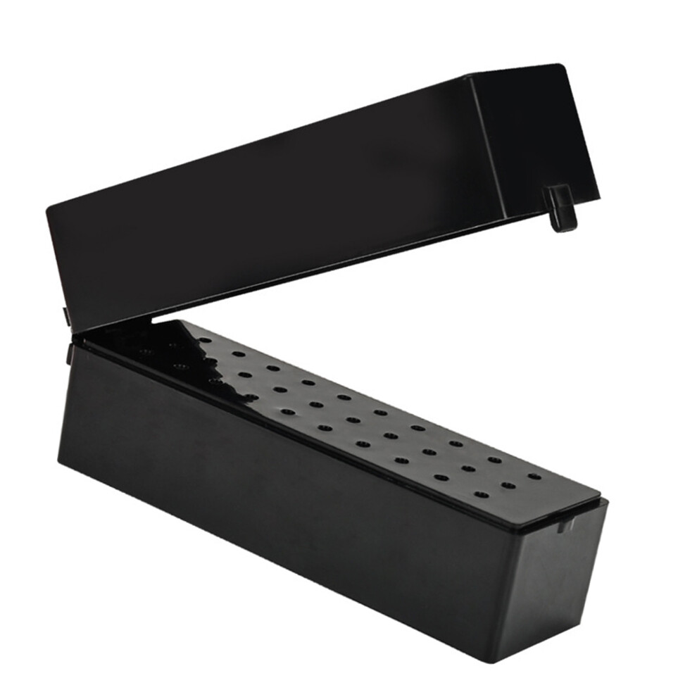 Black 30 Hole Nail Drill Bits Holder Dustproof Manicure Organizer 13.5Cm