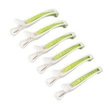 6pcs ABS Hair Styling Clips, Prevent Slip, White Green Salon Pins