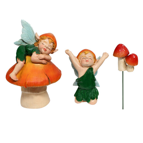 3 Stück Harz-Feengarten: Feenjunge 5,2  5,5  8,5 cm 2