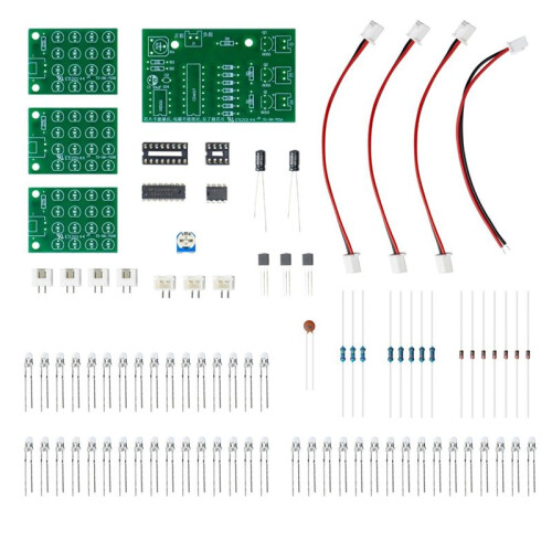 CD4017+NE555 Red White  LED Water Flow Light Kit DIY Learning Electronic Kit Strobe Module Production Design