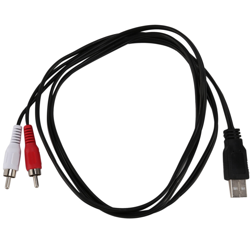 1.5M Usb A Male To 2X Rca Phono Male Av Cable Lead Pc Tv Aux Audio Video Adapter 4713271525870