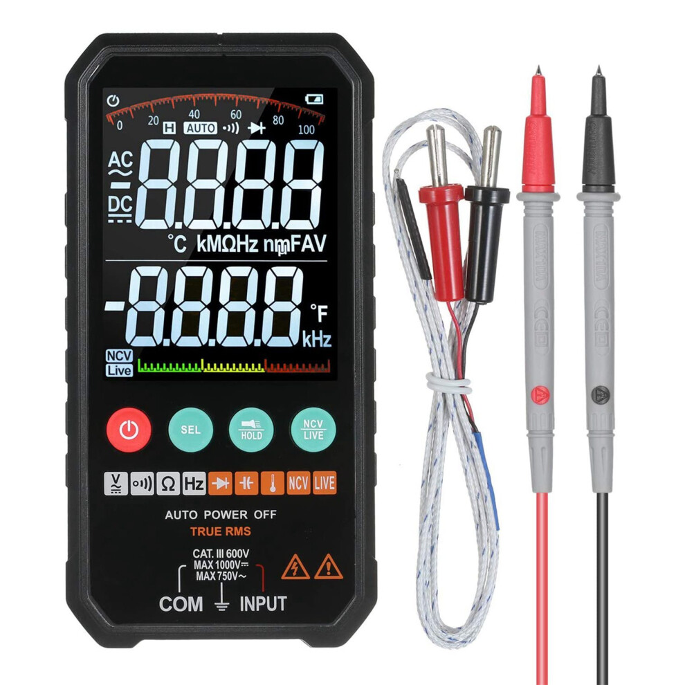 Digital Multimeter 6000 Counts True Rms Ac/ Voltage Resistance Capacitance Frequency Continuity Diode Ncv Test Fy107c 6031050492501