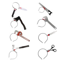 8Pcs Halloween Horror Props Blood Ax Saws Knife Headband for Halloween Party Masquerade Props Decoration Kid Toy