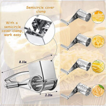 Cheese Grater 430 Stainless Steel Vegetable Shredder Cutter Grinder with 4 Drum Blades 4-in-1(4)
