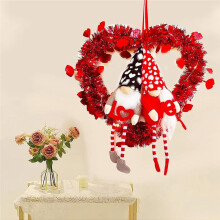 New Valentines Day Wreath for Front Door, Artificial Heart Wreath, Valentine's Day Garland Decoration for Home
