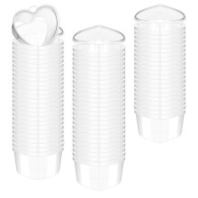 100 Pcs 2.4 Oz Valentine'S Day Heart Shaped Containers Plastic Box with Lids Reusable Small Portion Cups