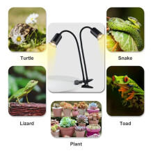 Reptile Heat Lamp, Double- Heat Lamp with Clamp,Reptile Light with Cycle Timer for Turtle, Bearded Dragon EU Plug