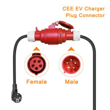 EV Charger Female Plug 5 Pins Socket Adapter Connect with 16A 3 Phase 11KW Portable Charger EU Plug
