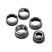 5 Piezas Perillas Consola Central AutomóVil de Aluminio DecoracióN AC Aire Acondicionado + Audio + FuncióN + Perilla Espejo Cubiertas para