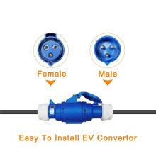 EV-Lader Vrouwelijke Stekker 3-Pins Adapter Waterdichte Aansluiting Wandcontactdoos 32A 1-Fase 7KW Draagbare Lader EU-Stekker