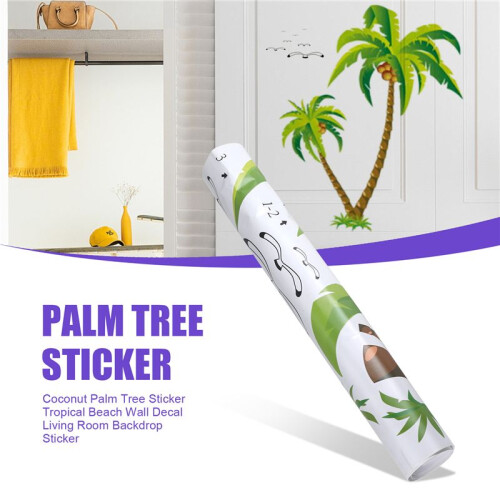 Coconut  Tree Sticker Tropical Beach Wall Decal Living Room Backdrop Sticker 2
