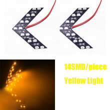 2 PeçAs Universal 14-SMD Espelho Retrovisor Lateral Do Carro Sinalizador de DireçãO Luzes Led Pisca-Pisca Retrofit Luz Amarela