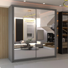 MN FURNITURE Double Mirror Sliding Door Wardrobe