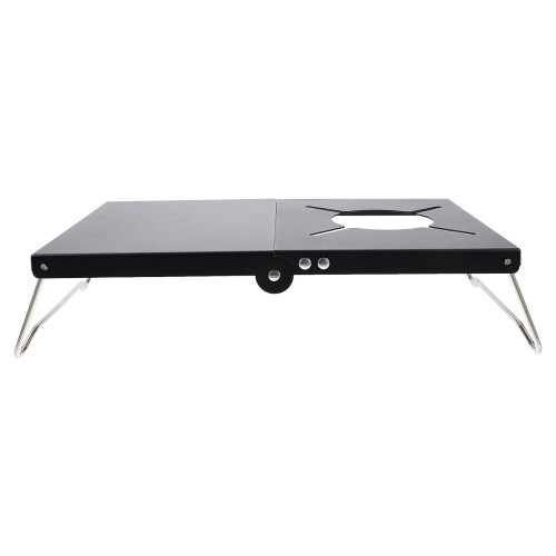 2Pcs Portable Folding Table Mini Camping Table Black Steel Outdoor Use 2