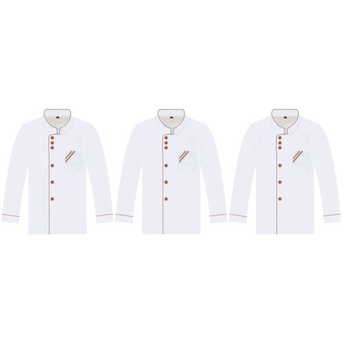 3Pièces Blouse Chef Unisexe Longues Résistante Lavage 2