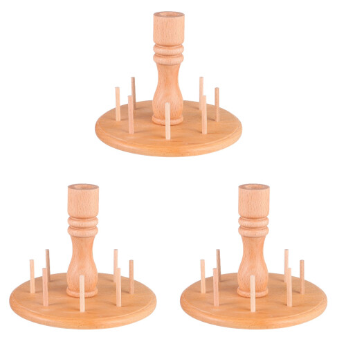 3Pièces Support Fil Bois Beige 8 Rangeur Couture 1