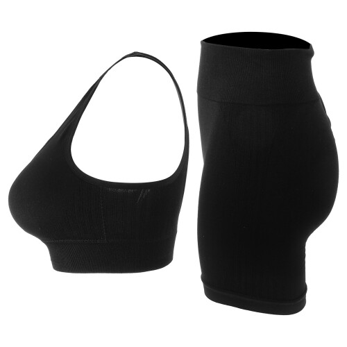 2Ensembles Tenue Workout Nylon Noir, Short Et Extensible 2