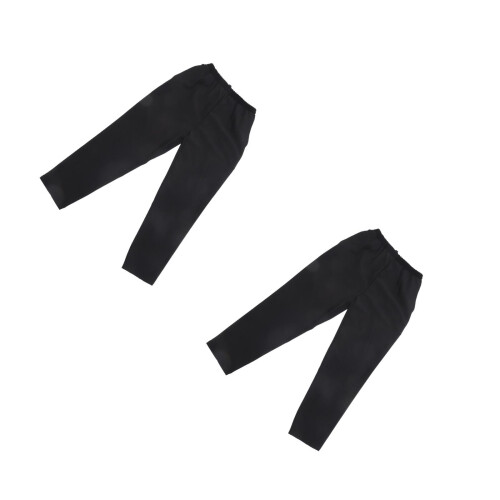 2Pcs Black Chef Uniform Pants Oil-Proof Breathable Polyester Trousers 1