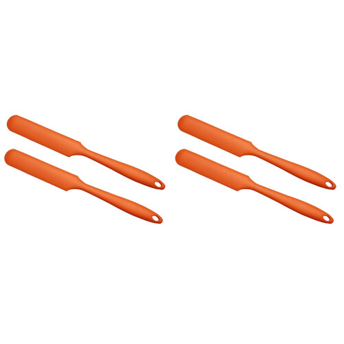 4Pièces Spatules Silicone Durables Orange Résistantes Chaleur 1
