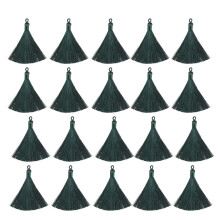 40Pcs Dark Green Tassel Keychain DIY Hanging Pendant Bright Color
