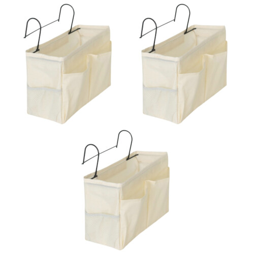 3St Beige Hanging Case Canvas Bag Bed Organizer En Stijlvol 2