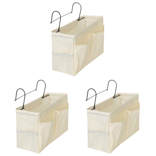 3St Beige Hanging Case Canvas Bag Bed Organizer En Stijlvol 1