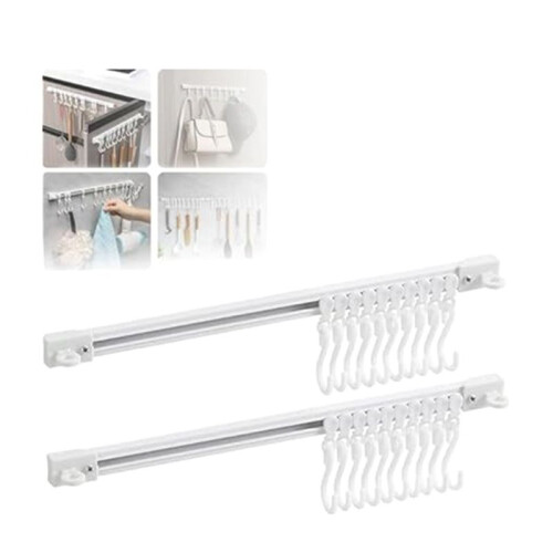 Multifunctional Slide Rail Hook, Adhesive Wall Hooks Rack, Space Saving Utensil Rack No Drilling Wall Mount Accessory 1