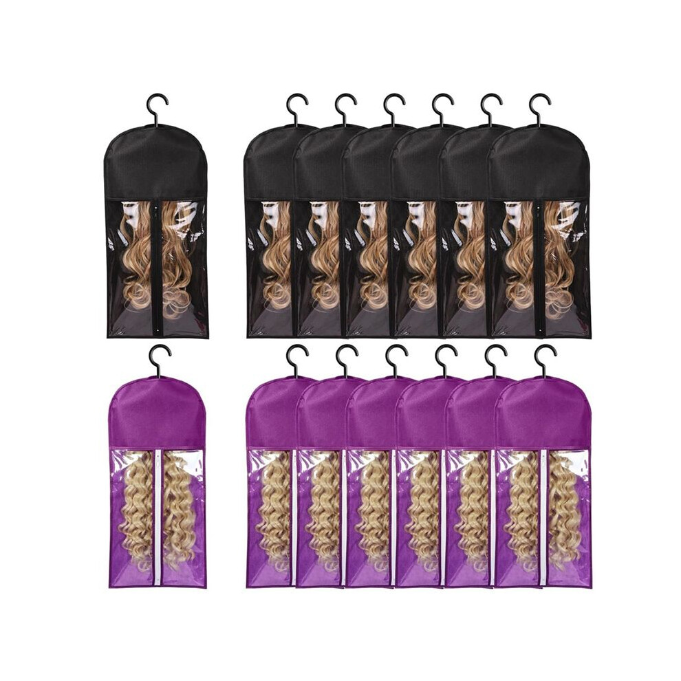 Unisex 12Pcs Wig Bags Storage With Hanger Hair Extension Holder Wig Storage For Multiple Wigs Holder Wig Bag Hair Extension
