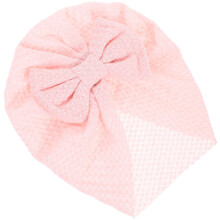 3St Newborn Bonnet Roze Met Strik Baby Warm En